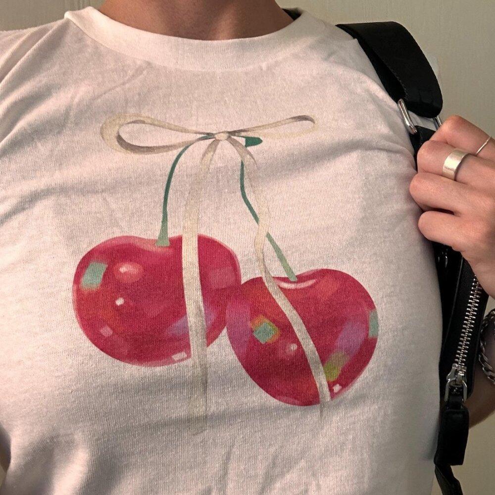 Cherry Bow Valentine Day Cherry, Coquette Baby, Valentine Day Crop Top